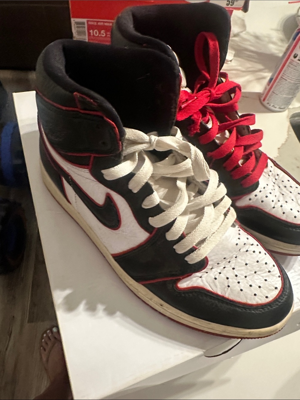 Nike Men’s High-Top Sneakers in Black, White and Red